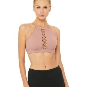 Alo Yoga Starlet Lace-Up Bra in Rose Quartz